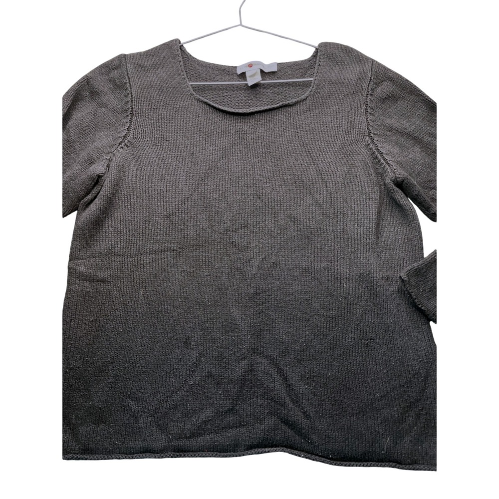 Real Clothes Silk Cashmere Sweater 1X Black Rolled Edge Knit Dark Academia Goth